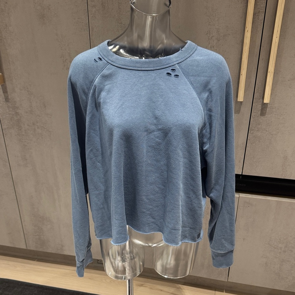 Aerie Distressed Blue Sweatshirt